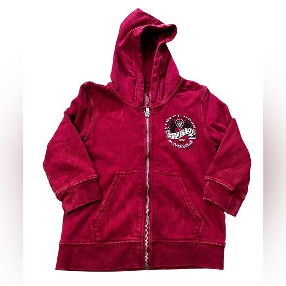 Affliction Kids Arlen Ness Zip Up Hoodie Dirty Red Lava Wash 
Size 5T - Picture 1 of 8